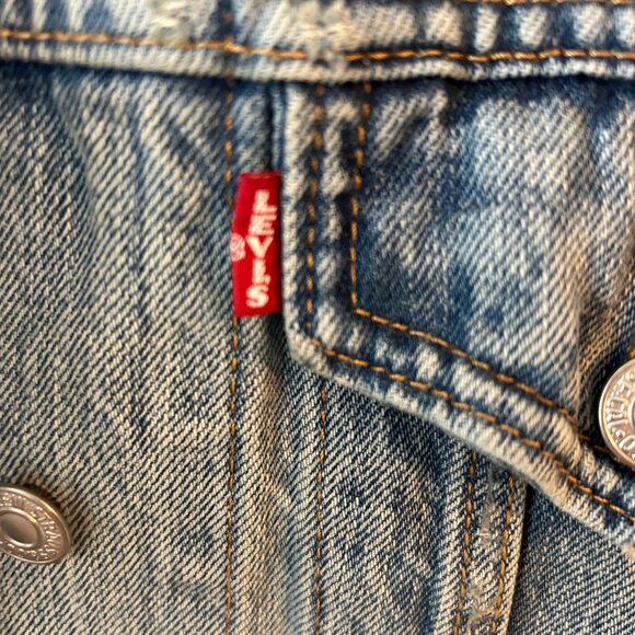 LEVIS Premium Big E Fit Denim Trucker  Jean Jacket Blue Womens XS - Picture 14 of 14